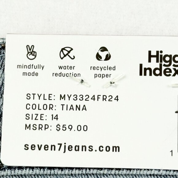 Seven7 Women's Distressed Fray Hem Stretch Weekend Blue Denim Shorts Size 14 NWT - Picture 5 of 11